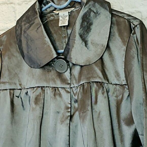 STEVE MADDEN Silky Metallic Gray Jacket Medium - Picture 4 of 5